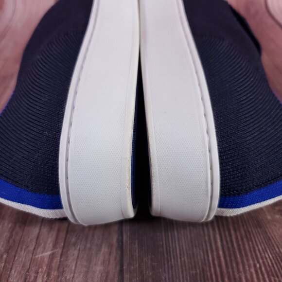 Rothys Womens Size 11 The Original Slip On Sneakers Navy Blue Knit Shoes - Picture 11 of 15